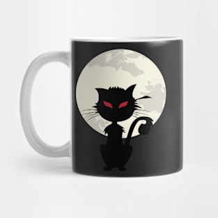 Full Moon And Black Cat Halloween Mug